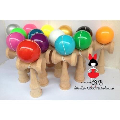 Size:18.5cm Funny Japanese Traditional Wood Game Toy Kendama Ball colorful glassy Paint tribute professional Sample
