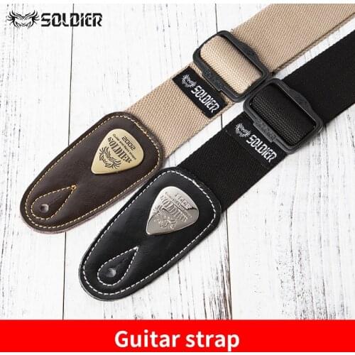Guitar Strap Pure cotton upset widened Cow Leather head Durable for Guitar bass Guitar Part