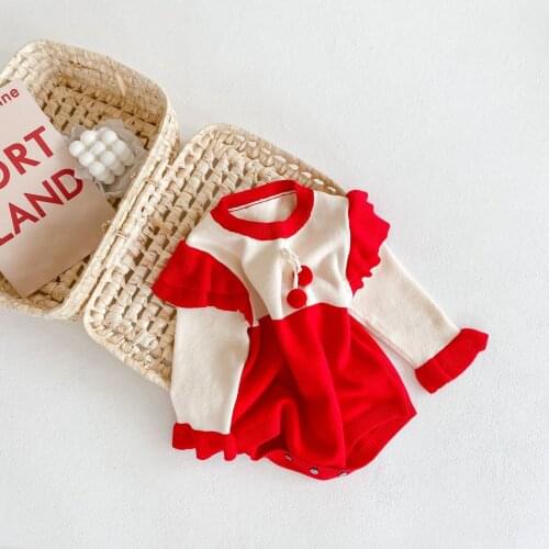Spring and Autumn New Baby Girls Knit Romper