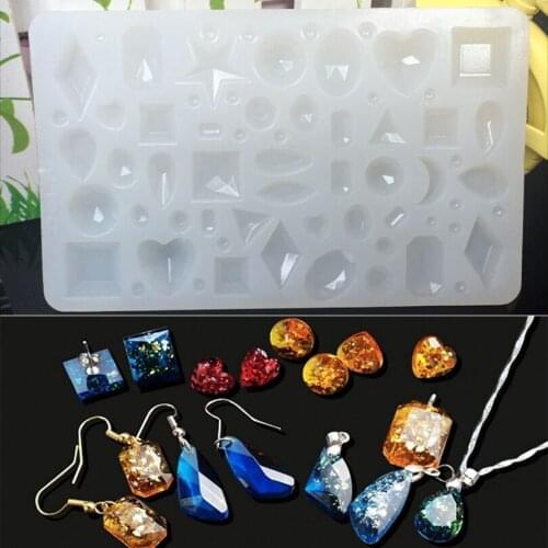 Silicone Cabochon Mold Making Gem Jewelry Oval Teardrop Square Heart Round Shapes Pendant Earrings Resin Casting Mould CraftTool