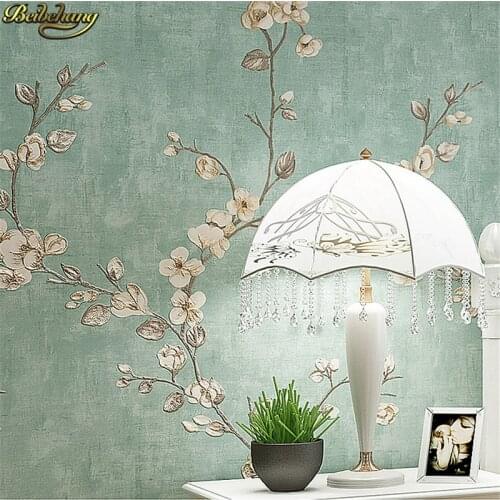 Beibehang Stereoscopic 3D idyllic American flower self-adhesive wallpaper warm bedroom living room TV background wall sticker
