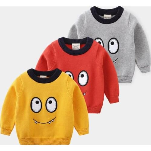 3 4 5 6 7 Y Baby Boys Sweaters Autumn Winter Kids Cartoon Knitted Sweater Causal O-neck Fake Two Pullover Sweater for Boy 2020