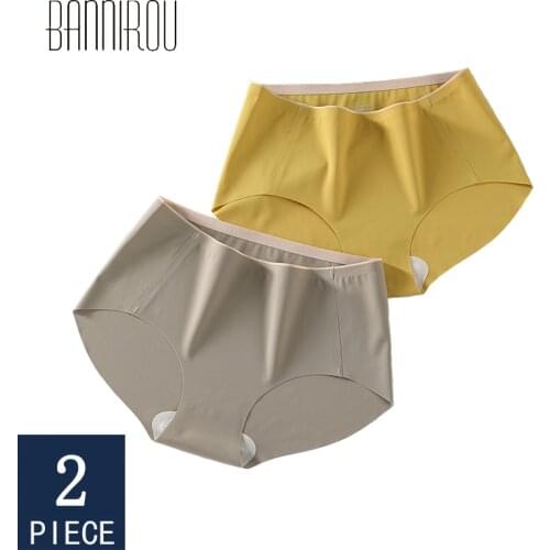 BANNIROU Womans Briefs Lingerie Female Underwear Soft Cotton Solid Color Panties Wholesale Underwear Seamless Hot Sale 2 Pcs