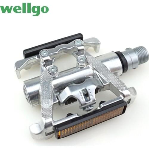 Wellgo C099B MTB Mountain Road Bike Clipless Pedals With Cleats SPD Compatible Bicycle Aluminum Alloy Self-locking pedal