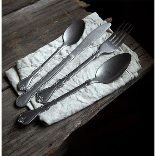 4pcs/Set Vintage Spoon Knife Fork Table Shooting Old Stylele Coffee Spoons Photographic Props Retro Kitchen Food Decor Tableware