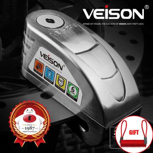 VEISON Motorcycle Waterproof Alarm Lock Bike Steelmate Disc Lock Warning Security Anti theft Brake Rotor Padlock Alarma Moto