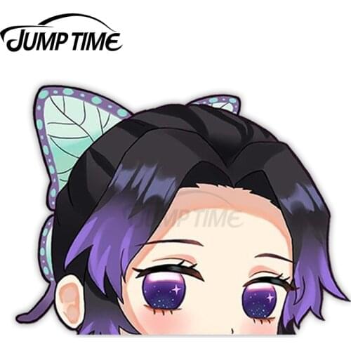 Jump Time 13 x 8.6cm For Demon Slayer Shinobu Kocho Anime Peeker Vinyl Car Stickers Personality Decoration Windshield Windows