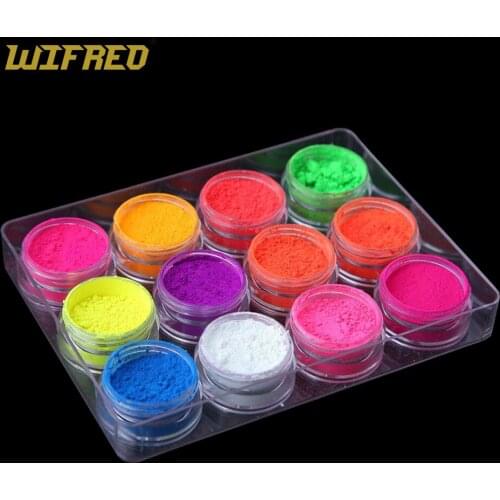 Wifreo 12pcs 1g/color Fly Tying Lure Making Neon Color Fluorescent Powder for Fishing Bait DIY
