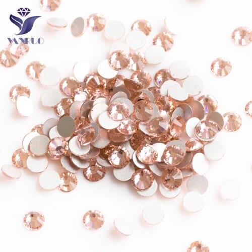 YANRUO SS30-SS34 288pcs Light Peach Non Hot-Fix Strass Glass Crystal Stones Rhinestones Flatback Dress For Nails Art