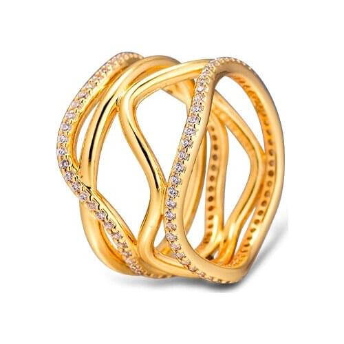 100% 925 Sterling Silver Jewelry Shine Swirling Lines Ring for Women Party Wedding Free Shipping