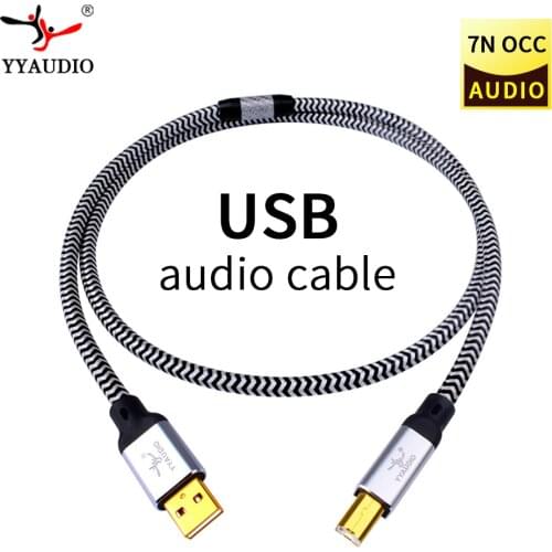 YYAUDIO Hi-End OCC silver plated USB audio cable data USB cable DAC USB hifi cable A-B usb cable