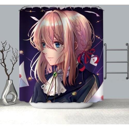 Nice Violet Evergarden Anime Shower Curtains For Bathroom Curtain Decor 180x180cm Waterproof Mildew Proof Fabric Shower Curtain