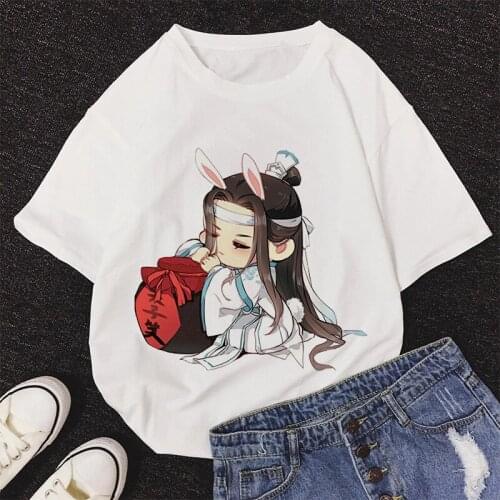 Mo Dao Zu Shi Graphic Print T-shirt Women Harajuku Aesthetic White Tops Casual Tshirt 2021 Summer Y2k Anime Cute Female T Shirt