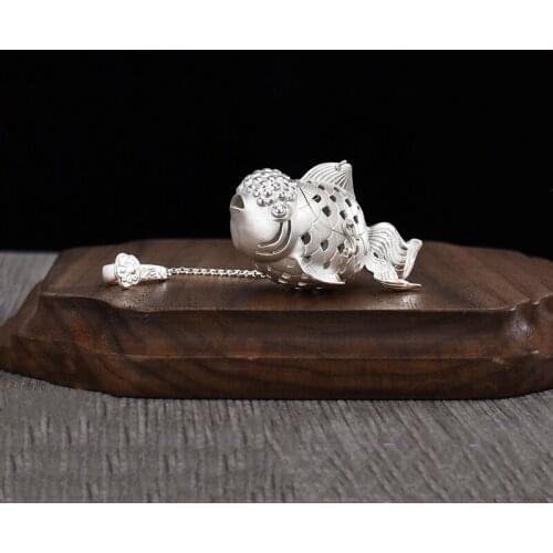 Goldfish Silver 999 Tea Filter Bubble Reusable Strainer Teapot Bag Infuser Delicate Lovely Tea Table Decoration Tea Brewing Make