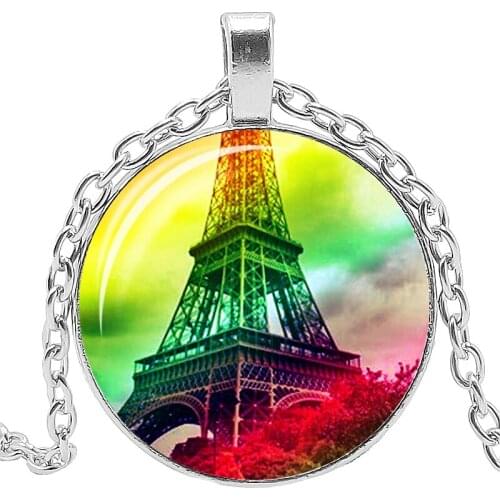 2020 Fashion Creative Fantasy Eiffel Tower Time Glass Pendant Necklace Men and Women Jewelry Sweater Chain