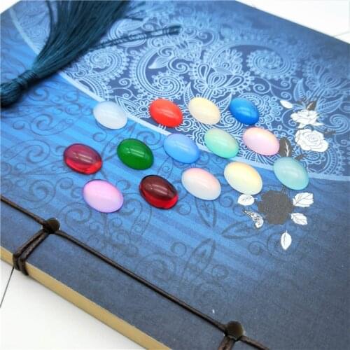 40pcs Multicolor Faux Cat Eye Cabochon 6x8 8x10 10x14 13x18mm Oval Flatback Cameo Bead for DIY Pendant Jewelry Making Materials