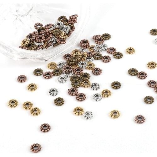 500PCS Metal Spacers Gold/Silver 6mm Snowflake Spacer Beads Accessories For Women Men Beadwork Jewelry Bracelet Necklace Making