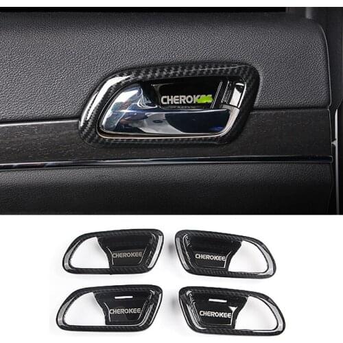 ABS Carbon Styling Inner Car Door Handle Bowl Frame Cover Trim For Jeep Grand Cherokee WK2 2014-2016 2017 2018 2019 Accessories