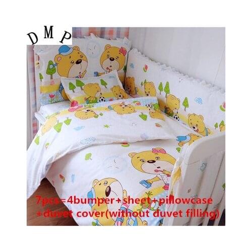 Promotion! 6/7PCS 100% cotton baby bedding set,bedroom decor unpick and wash the crib set , 120*60/120*70cm