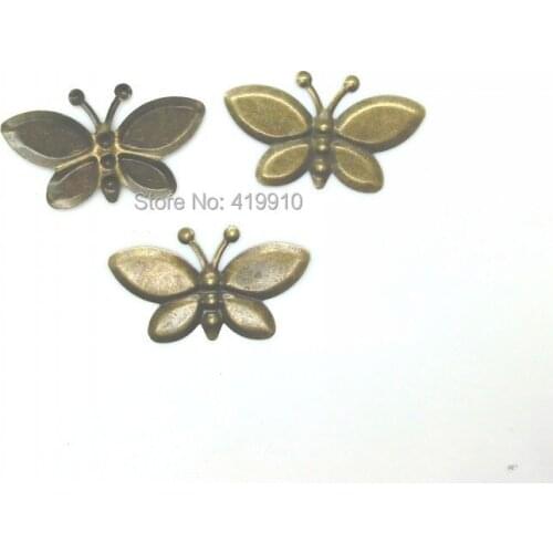Free shipping-50Pcs Bronze Tone Filigree Wraps Butterfly Connectors Metal Crafts Gift Decoration DIY Findings 34x20mm J0004