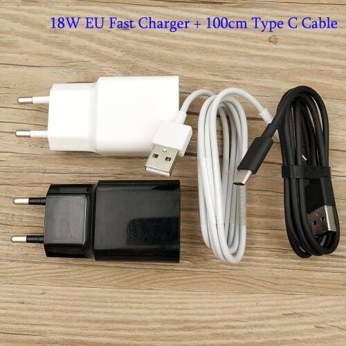 MDY-08-EI Original Xiaomi Mi Fast Charger 18W EU Quick Charge Adapter 100cm USB Type C Cable For Mi 6 8 9 se CC9 Redmi Note 8 8T
