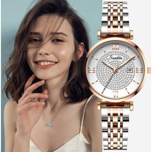 SUNKTA New Luxury Brand Women Watch Ladies Support Cash On Delivery Watches Ladies Waterproof Quartz Wristwatch Female Clock+Box