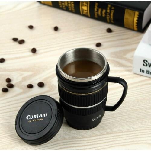 Creative Promotional Gift Tea Cup 304 Stainless Steel Cup with Liner Single-lens Reflex Camera Camera Lens with Handle Mug
