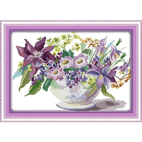 Joy Sunday Vase Chinese Cross Stitch Kits Ecological Cotton Clear Stampted Printed 14 11CT DIY Gift Wedding Decoration For Home