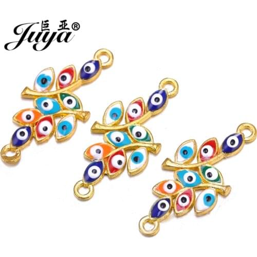 JUYA 10pcs Fashion Evil Eye connectors Charms For DIY Jewelry Making Crafts Accessories Handmade Pendant Bracelet Findings