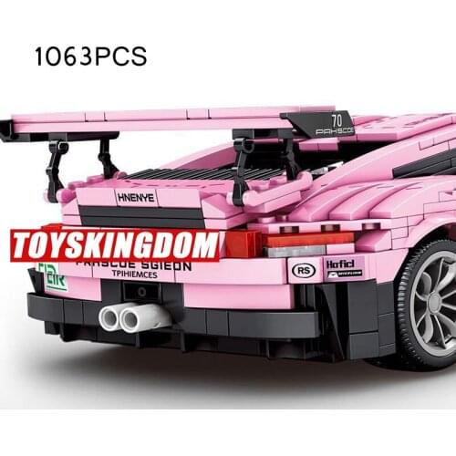 Technical vehicle building block germany brand super sport car pink pors gt3 rs model toys assemble brick collection for gifts