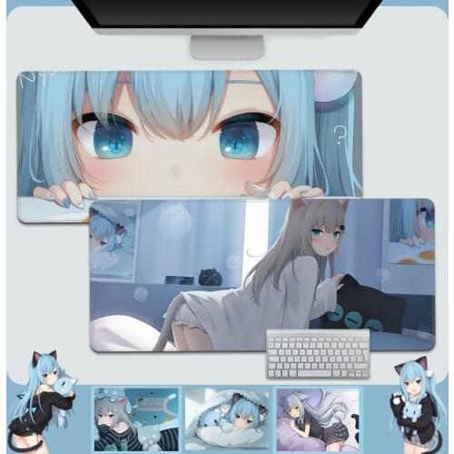 Mouse Pad Two Dimensional Super Large Gaming Keyboard Pad Thickening Cat Girl Computer Desk Mat Animation Customization