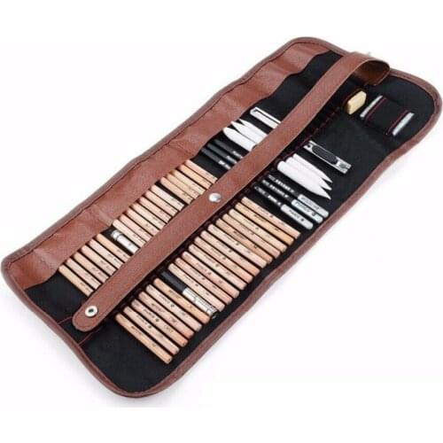 Marley 29 pcs Professional Sketch & Drawing Art Tool Pencils, Knif Craft Pencils, Paper Kit Charcoal Pen, With Graphite Era E6P7