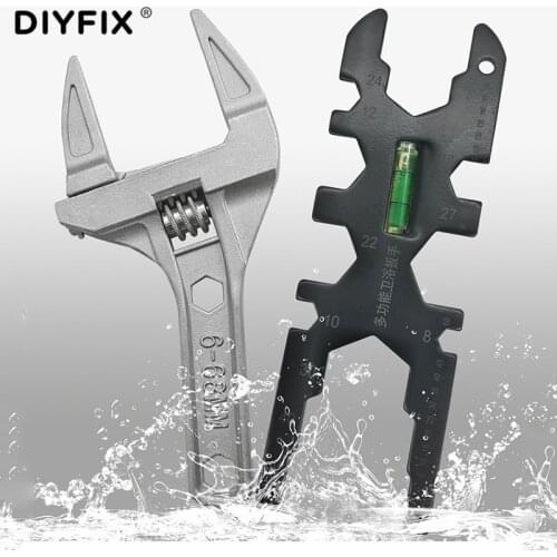 DIYFIX 1pc Multifunctional Sink H-type Wrench 6-68mm Aluninium Alloy Snap Short Shank Adjustable Spanner Plumbing Bathroom Tool