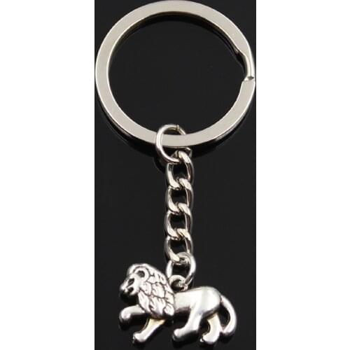 Fashion Keychain 15x22mm 3D animal lion silver color pendants DIY Men Jewelry Car Key Chain Ring Holder Souvenir For Gift