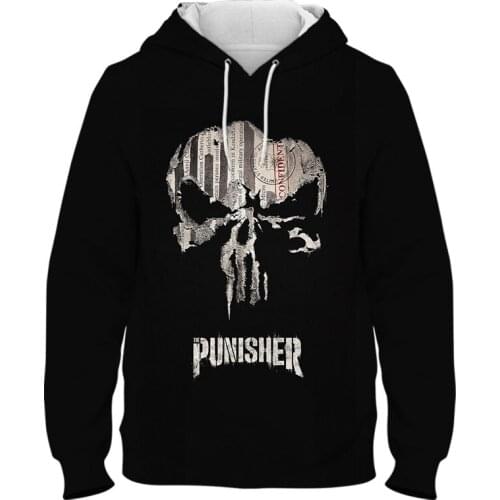 The Punisher Logo Mens Clothing Casual Spring Autumn Streetwear Women Hoodies Marvel 3D Printed Boy Girl Kids Sweatshirts