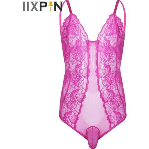 Mens See Through Mesh Lingerie Sissy Sleeveless Sexy Open Back Teddy Penis Sheath Thong Leotard Gay Nightwear Erotic Bodysuit