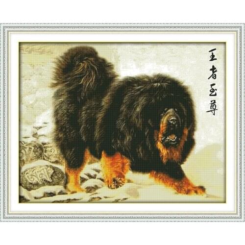 King Power (2) cross stitch kit 14ct 11ct pre stamped canvas cross stitching animal lover embroidery DIY handmade needlework