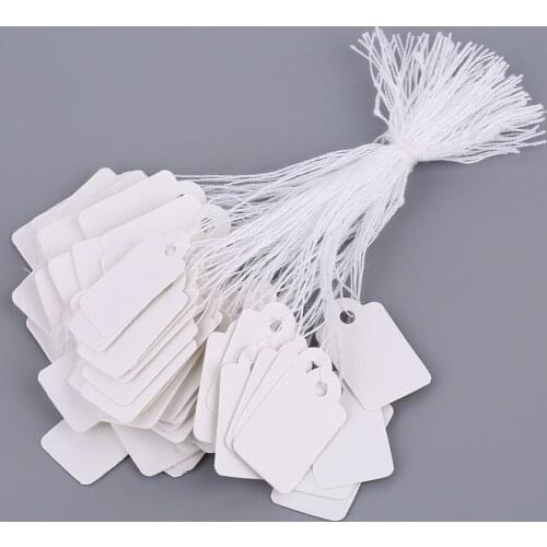 New 100 Pcs Silver Price Tag Rectangular White Blank String Watch Jewelry Packaging Display Cards Promotion Label Wholesales