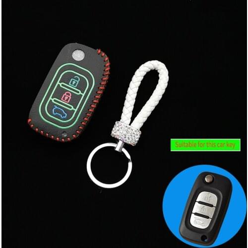 Newest Luminous Leather Key Cover Case For Lada Sedan Largus Kalina Granta Vesta X-Ray Xray 3-Button Folding Key Accessory