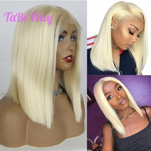 TaBeWay 13x6 Lace Front Wigs Blonde Bob Hair Wig Heat Resistant #613 Short Straight Synthetic Lace Front Wigs for Fashion Women