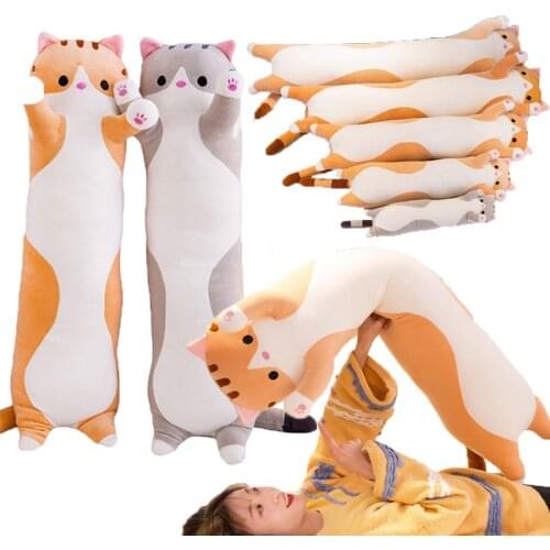 50-150cm Long Cat Pillow Plush Toys Cute Animal Cat Soft Stuffed Pause Office Nap Sleep Pillow Doll For Girls Boyfriend Pillow