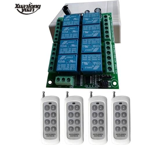 Wireless Universal Remote Control 315/433 MHz DC 12V 24V 8CH rf Relay Receiver and remote control for Wireless Smart Transmitter