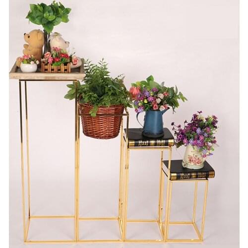 Wedding Decoration Props Golden Wrougth Iron Geometric Road Leading Stage Setting Metal Display Flower Stand Decoration Props