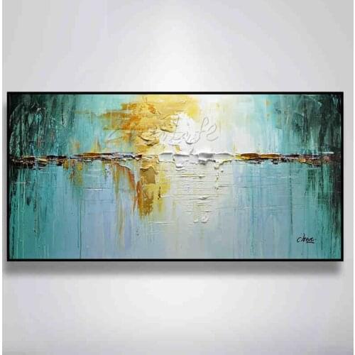 Hand painted canvas oil paintings Wall art Pictures for living room Cheap modern cuadros abstract oil painting lake landscape