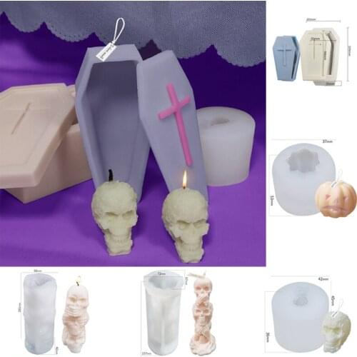 Halloween Skull Silicone Mold DIY Horror Bride And Groom Aromatherapy Candle Abrasive Creative Ornament
