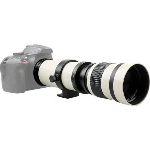 White 420-800mm Aperture F/8.3-16 Telescope Full Manual Focusing Telephoto Zoom Lens for Nikon F Olympus OM Canon EF-S Mount