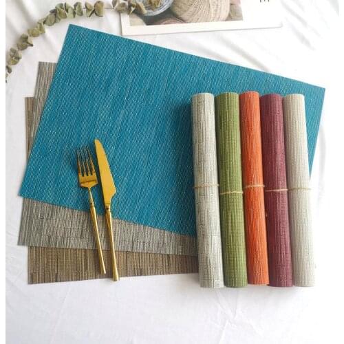 Solid Color European Style Pvc Woven Heat Insulation Western Placemats Home Environmental Protection Table Mats Coasters