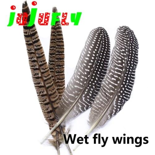 Premium 5pcs winging materials fly tying feathers hen pheasant tail guinea plume feather trout fishing wet flies tying materials