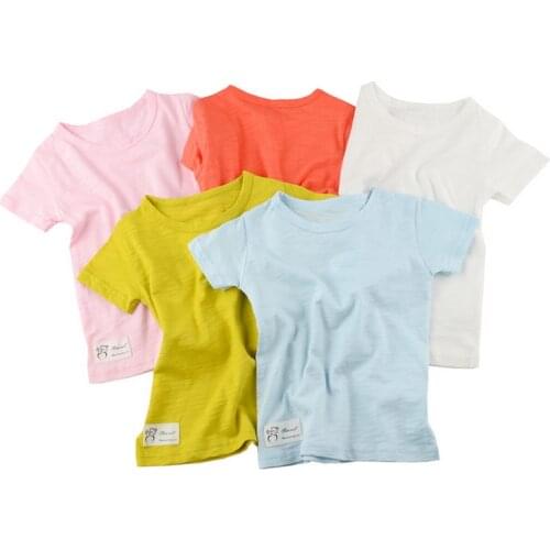 Y461 free shipping Children 's short sleeved breathable cotton round neck shirt summer boys and girls baby bamboo cotton T shirt