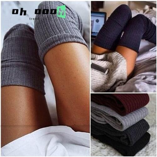 Western Style Women Knee Socks Cotton Long Socks Knitted Stockings Lengthen Thigh High Socks Sexy Stockings 1 Pairs